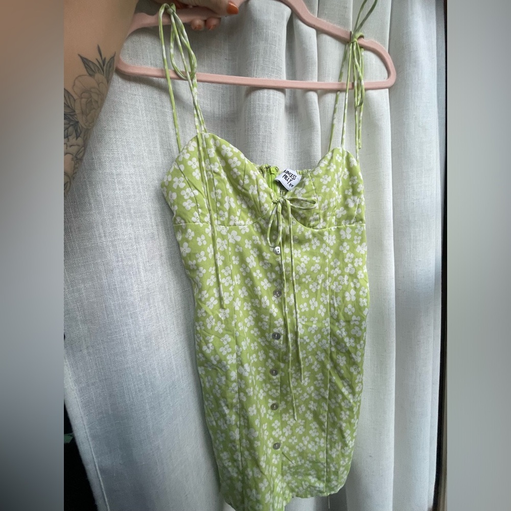 Princess Polly Ditsy Floral Electric Green Mini Dress Size 6 (like 2/4)